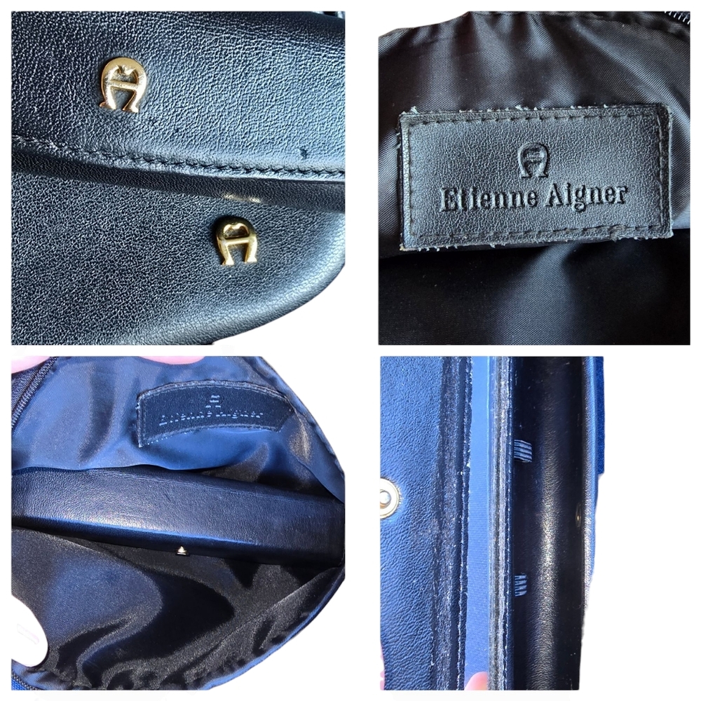 VGUC Etienne Aigner black leather cosmetic bag bundle - Picture 7 of 7
